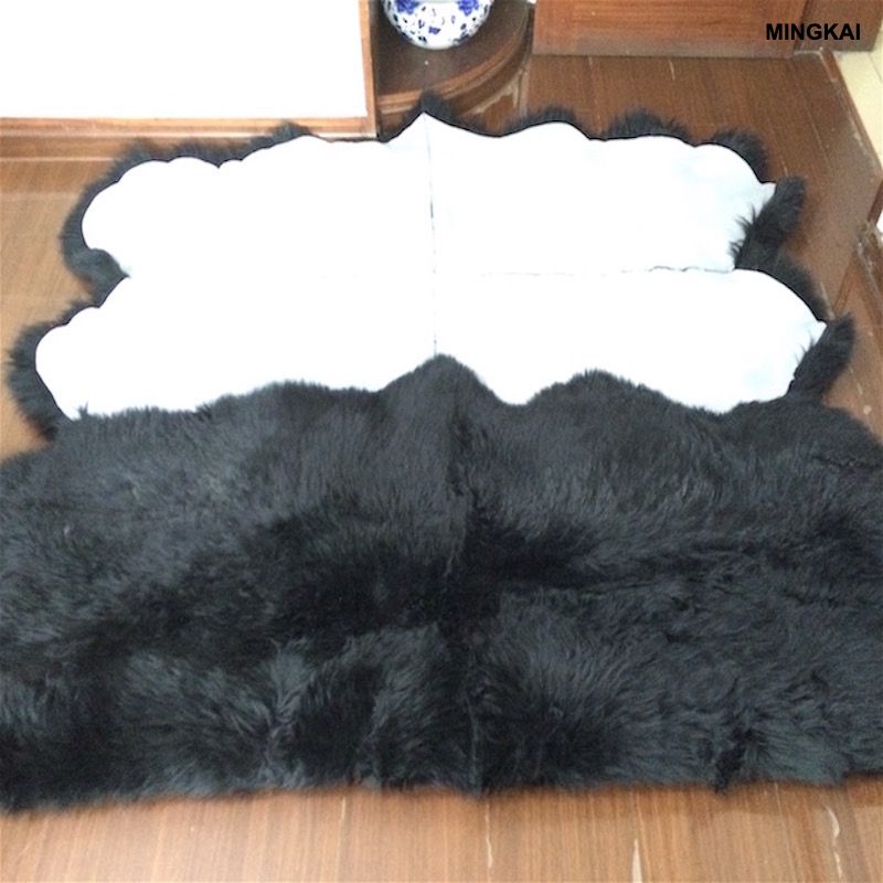 Premium 10-Piece Patchwork Sheepskin Rug | Real Lambskin Wool Floor Carpet | Ultra Soft High Pile Fur Mat | Natural Non-Slip Home Decor (Customizable)