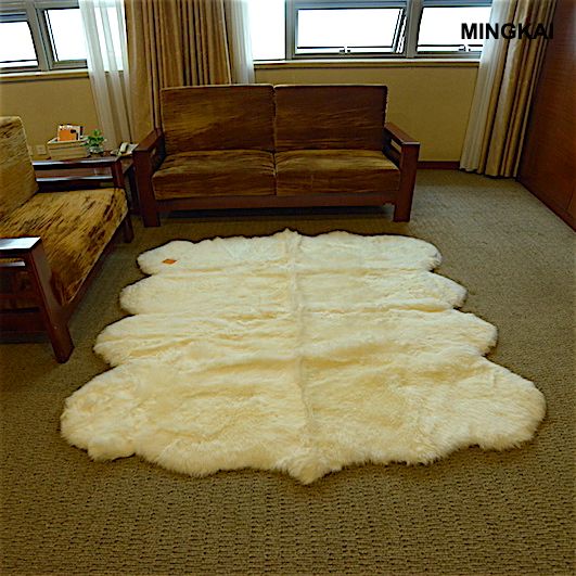 Premium 8-Piece Patchwork Sheepskin Rug | Real Lambskin Wool Floor Carpet | Ultra Soft High Pile Fur Mat | Natural Non-Slip Home Decor (Customizable)