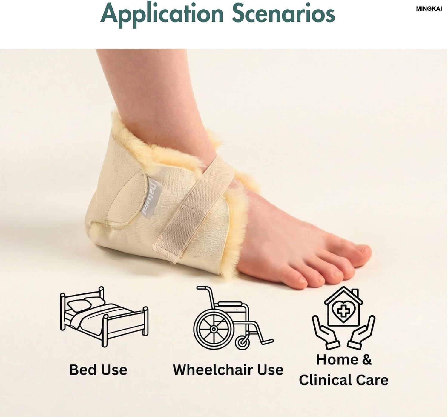 Natural Sheepskin Heel Protectors with Adjustable Straps - Soft Cushioning for Bed Rest, Hospital Recovery & Pressure Relief (Pair)