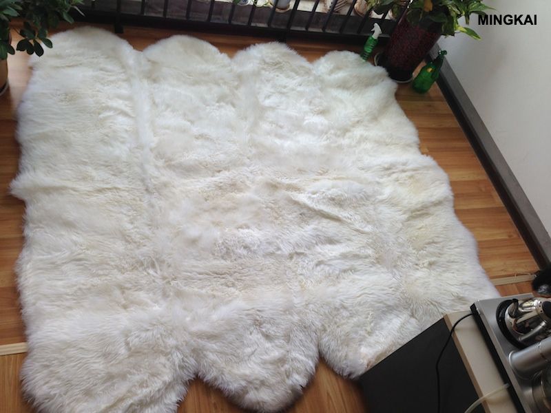 Premium 8-Piece Patchwork Sheepskin Rug | Real Lambskin Wool Floor Carpet | Ultra Soft High Pile Fur Mat | Natural Non-Slip Home Decor (Customizable)