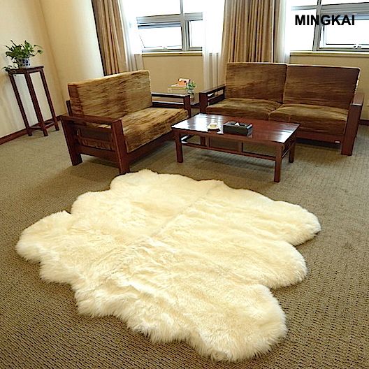 Premium Hand-Tufted Sheepskin Area Rug | Natural Lamb Fur Floor Mat with Soft Suede Backing | Cozy Medium Pile Carpet for Bedroom, Living Room & Office | Hypoallergenic Home Decor