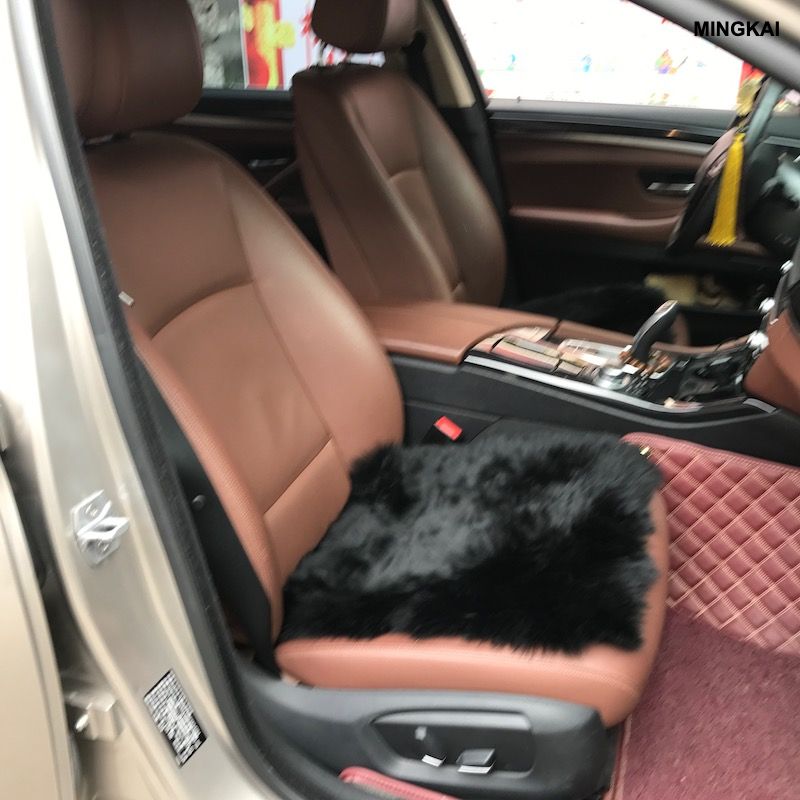 DUMI Sheepskin Cushion - Genuine Soft Wool Seat Pad with Non-Slip Bottom for Office, Car & Home (17x17 Inch)