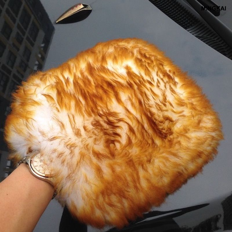 Premium Microfiber & Short-Hair Sheepskin Car Wash Mitt | Dual-Sided Plush Auto Detailing Glove | Gentle Scratch-Free Cleaning Tool