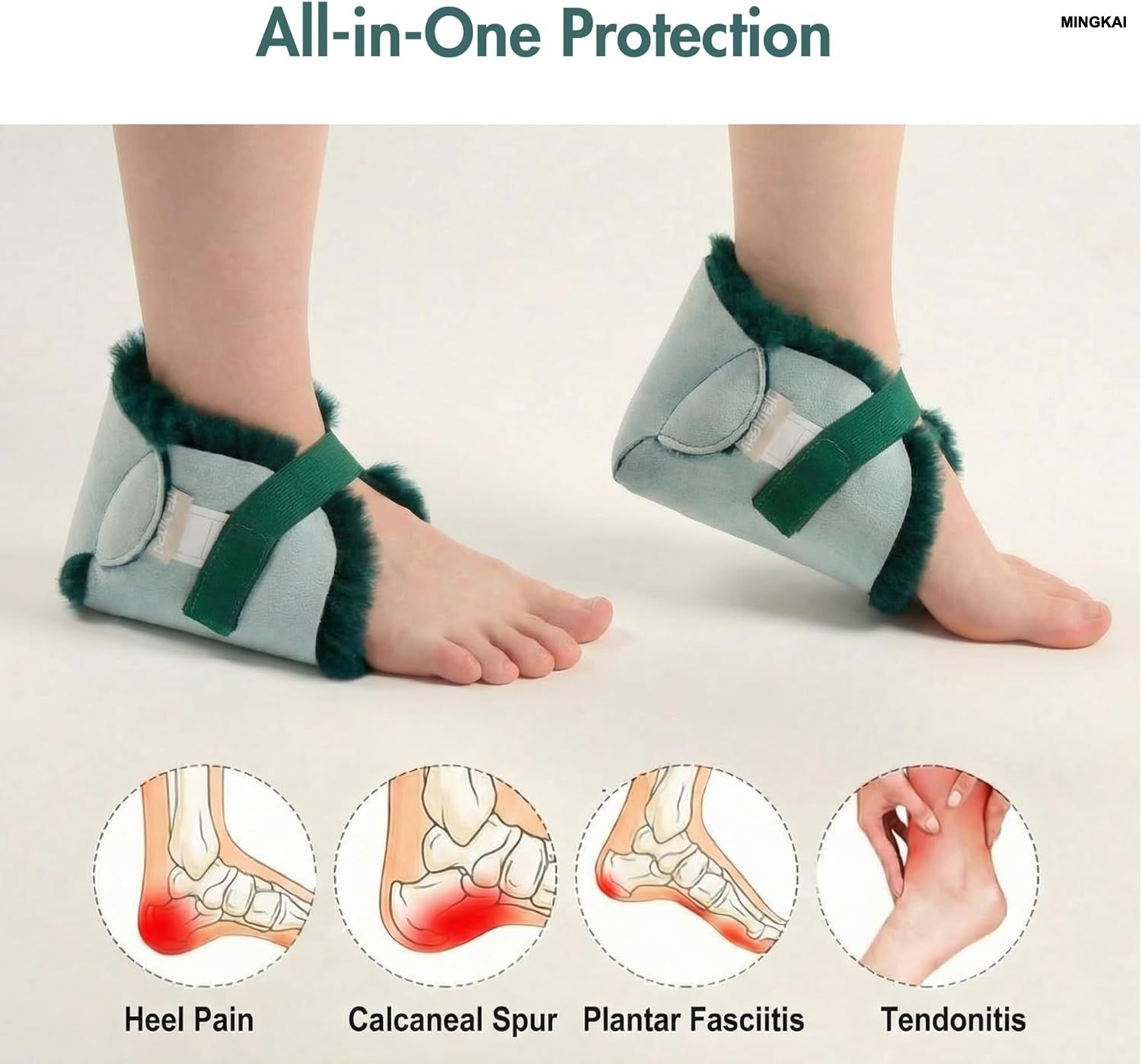 Natural Sheepskin Heel Protectors with Adjustable Straps - Soft Cushioning for Bed Rest, Hospital Recovery & Pressure Relief (Pair)