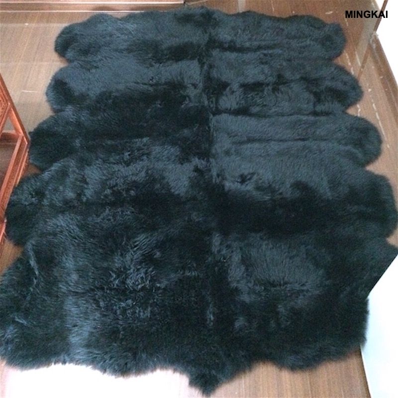 Premium 10-Piece Patchwork Sheepskin Rug | Real Lambskin Wool Floor Carpet | Ultra Soft High Pile Fur Mat | Natural Non-Slip Home Decor (Customizable)
