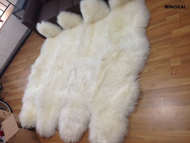 Premium 8-Piece Patchwork Sheepskin Rug | Real Lambskin Wool Floor Carpet | Ultra Soft High Pile Fur Mat | Natural Non-Slip Home Decor (Customizable)