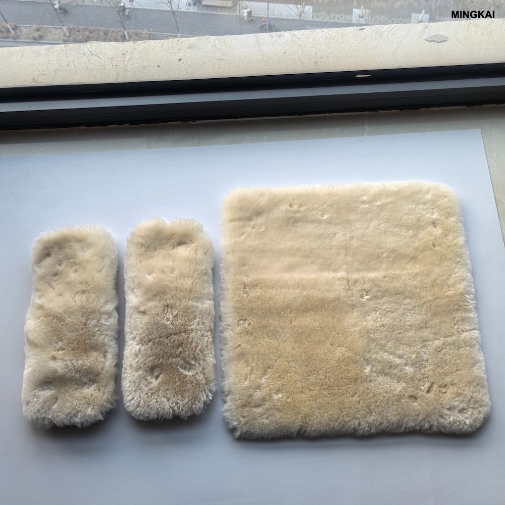 DUMI Premium Medical Grade 100% Natural Sheepskin Wheelchair Cushion Set - 3-Piece Orthopedic Seat Pad & Armrest Covers with Non-Slip Grip, Pressure Sore Prevention & Pain Relief, Washable & Reusable