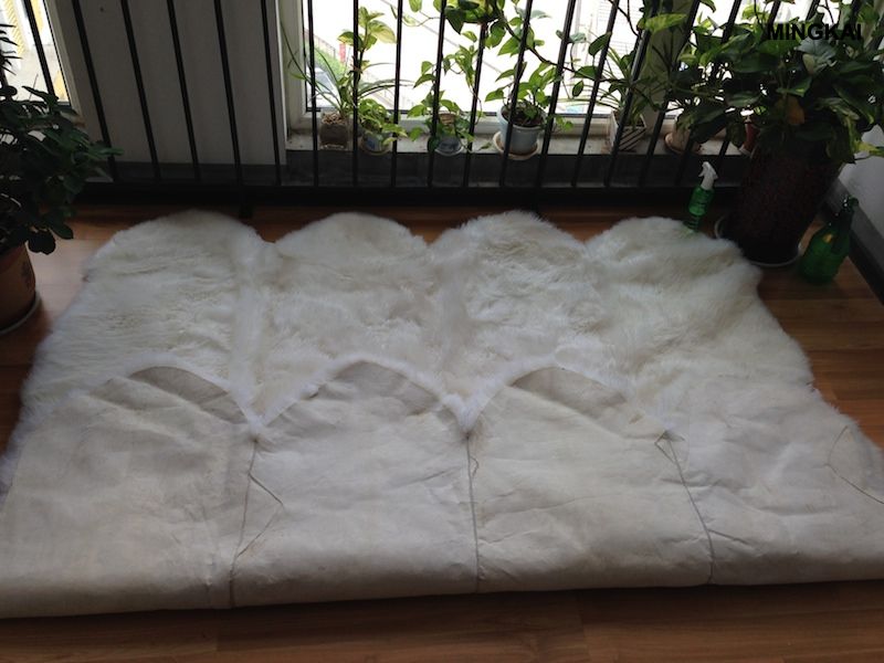 Premium 8-Piece Patchwork Sheepskin Rug | Real Lambskin Wool Floor Carpet | Ultra Soft High Pile Fur Mat | Natural Non-Slip Home Decor (Customizable)