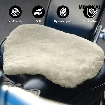 Natural Sheepskin Motorcycle Seat Cushion – Anti-Slip, Breathable & Supportive for Riders | Ultra-Comfortable Ride