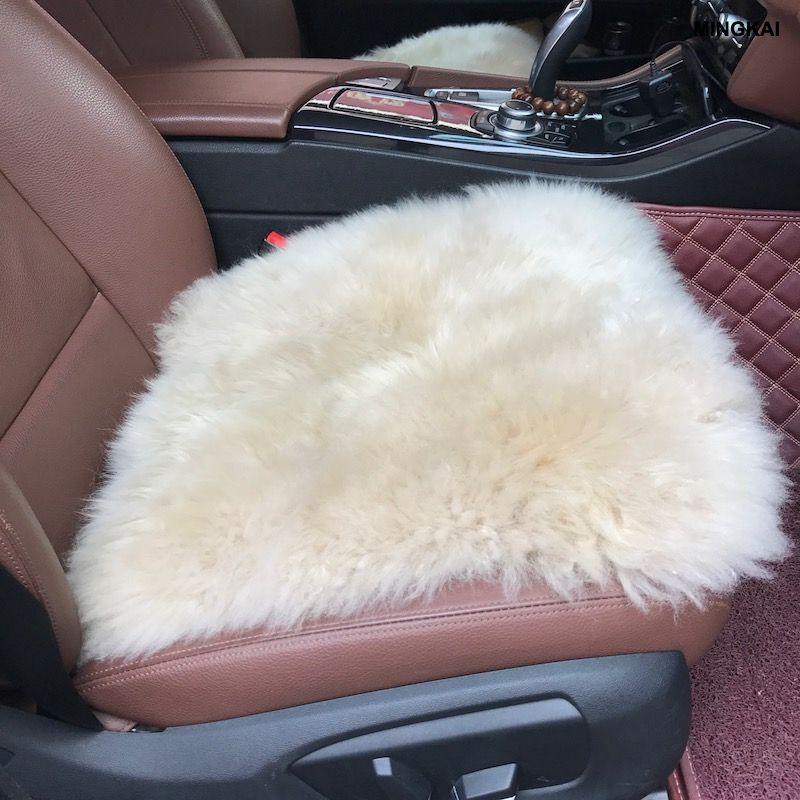 DUMI Sheepskin Cushion - Genuine Soft Wool Seat Pad with Non-Slip Bottom for Office, Car & Home (17x17 Inch)