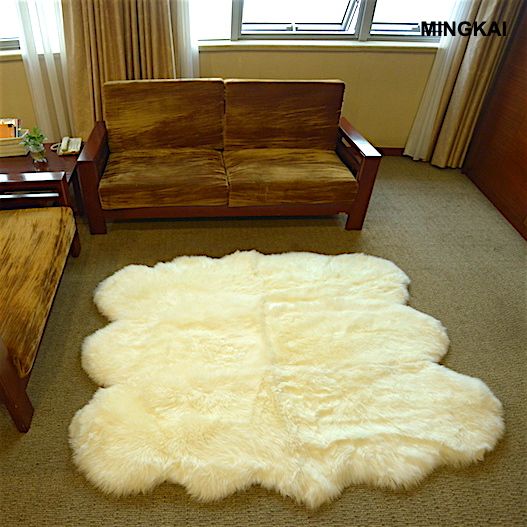 Premium Hand-Tufted Sheepskin Area Rug | Natural Lamb Fur Floor Mat with Soft Suede Backing | Cozy Medium Pile Carpet for Bedroom, Living Room & Office | Hypoallergenic Home Decor