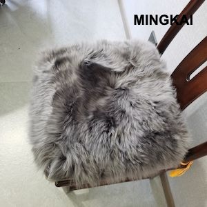 DUMI Sheepskin Cushion - Genuine Soft Wool Seat Pad with Non-Slip Bottom for Office, Car & Home (17x17 Inch)