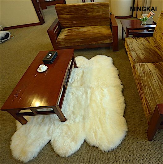 Premium Hand-Tufted Sheepskin Area Rug | Natural Lamb Fur Floor Mat with Soft Suede Backing | Cozy Medium Pile Carpet for Bedroom, Living Room & Office | Hypoallergenic Home Decor