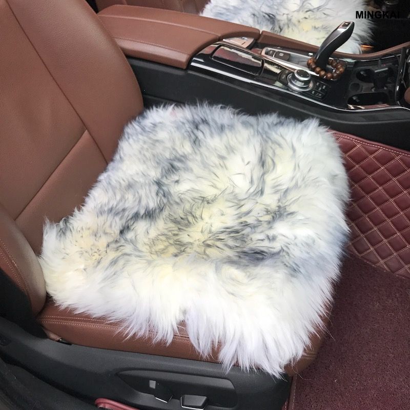 DUMI Sheepskin Cushion - Genuine Soft Wool Seat Pad with Non-Slip Bottom for Office, Car & Home (17x17 Inch)