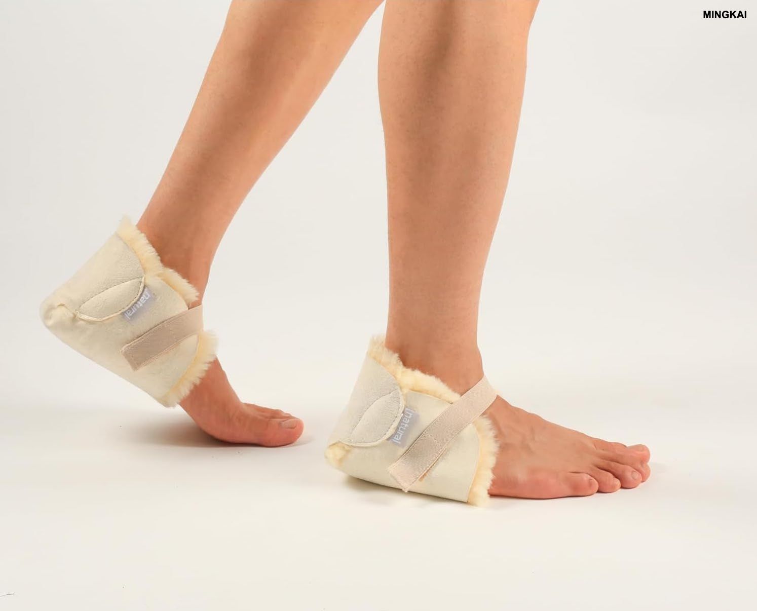 Natural Sheepskin Heel Protectors with Adjustable Straps - Soft Cushioning for Bed Rest, Hospital Recovery & Pressure Relief (Pair)