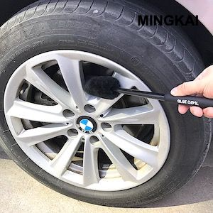 DUMI 3-Pack Car Wheel Brush Set - Scratch-Free Rubber Tips & Metal-Free Design for Safe Detailing on All Vehicles (Cars, Trucks, SUVs, EVs) - Premium Sheepskin Durable Wheel Cleaning Kit