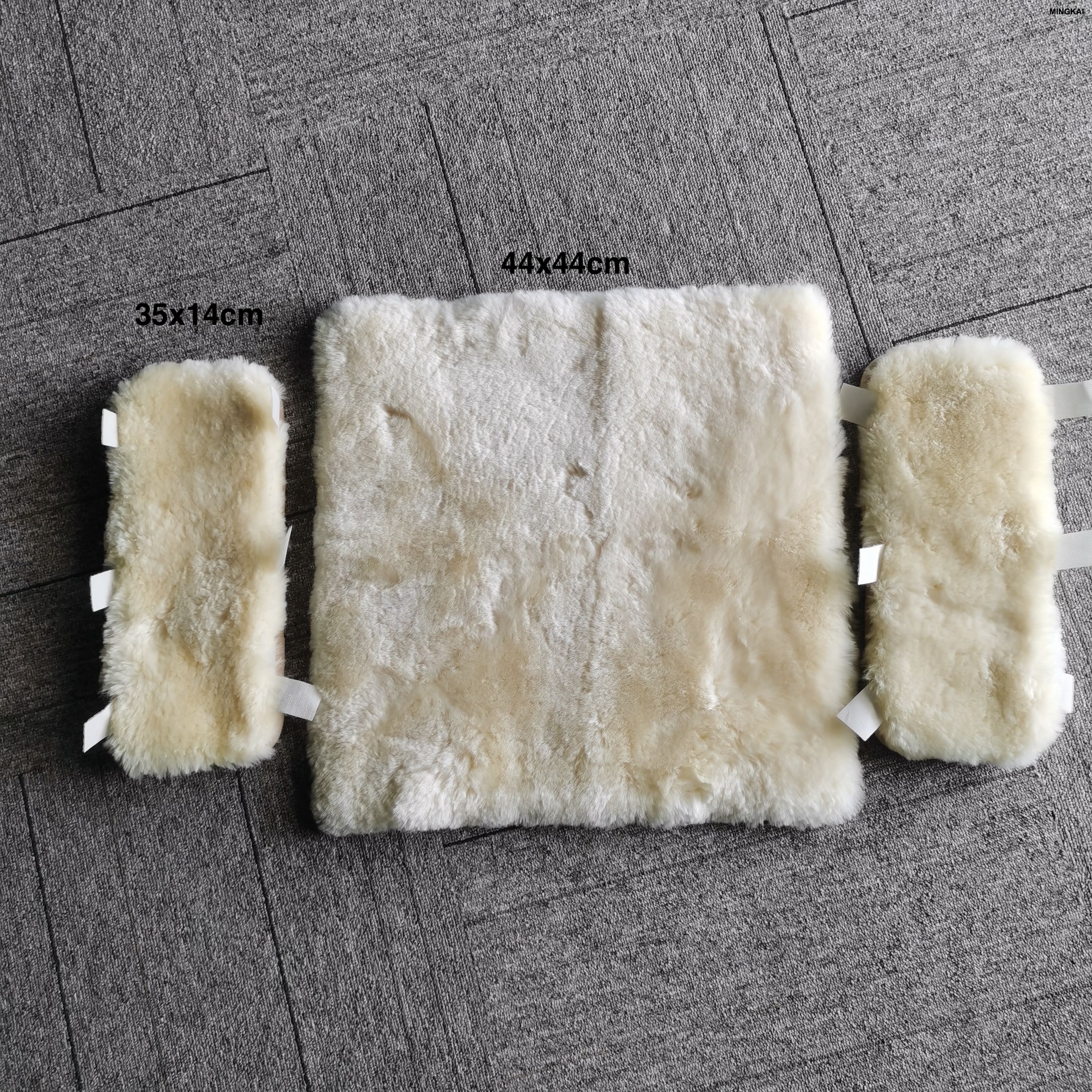 DUMI Premium Medical Grade 100% Natural Sheepskin Wheelchair Cushion Set - 3-Piece Orthopedic Seat Pad & Armrest Covers with Non-Slip Grip, Pressure Sore Prevention & Pain Relief, Washable & Reusable